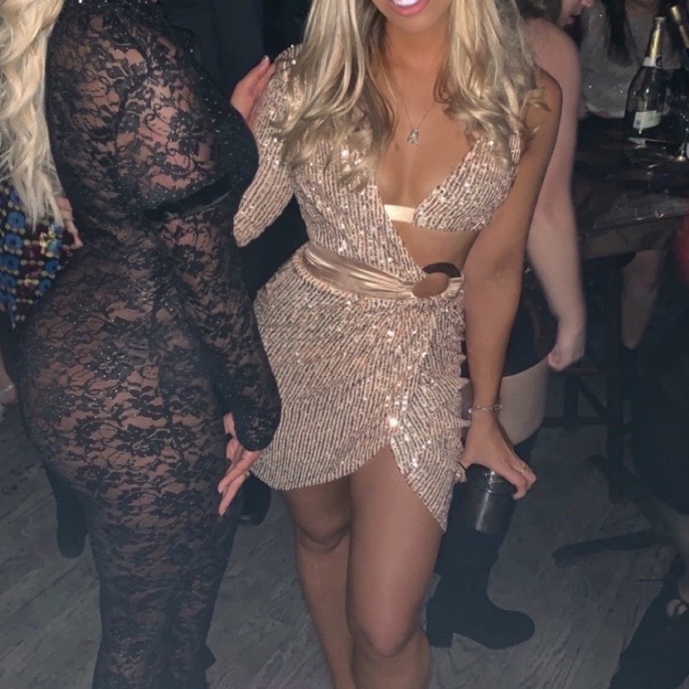 Fun Gold Dress Cutout Dress